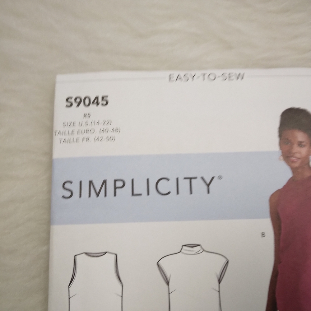 SIMPLICITY S9045 Sz 14-22 Misses Top With Neckline Variations EASY - Picture 2 of 4